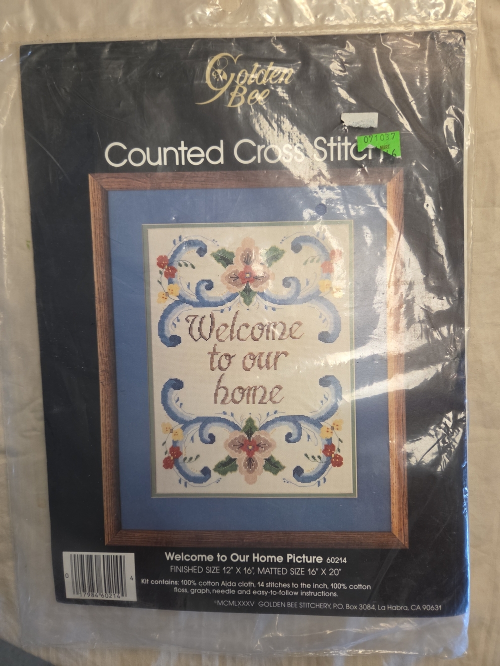 New Old Stock Golden Bee "Welcome to Our Home" Counted Cross Stitch Embroidery